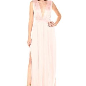 👗Pink satin side slit maxi dress